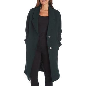 Kendall + Kylie Women's Mid-Length Single Breasted Walker Coat with Notch Lapel